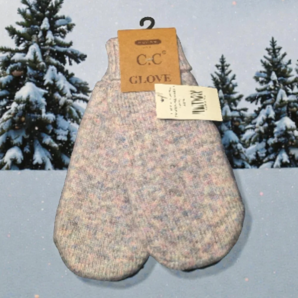 C.C. Exclusives Lavender Multi Knit Mittens One Size (New)